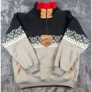 Vintage Silvy Walking Sportswear 1/4 Zip Fleece Herringbone Sweater Mens Large